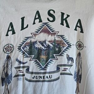 Vintage Alaska Juneau Shirt Men's Size Large 1993 Made In USA Wolf Feathers RARE
